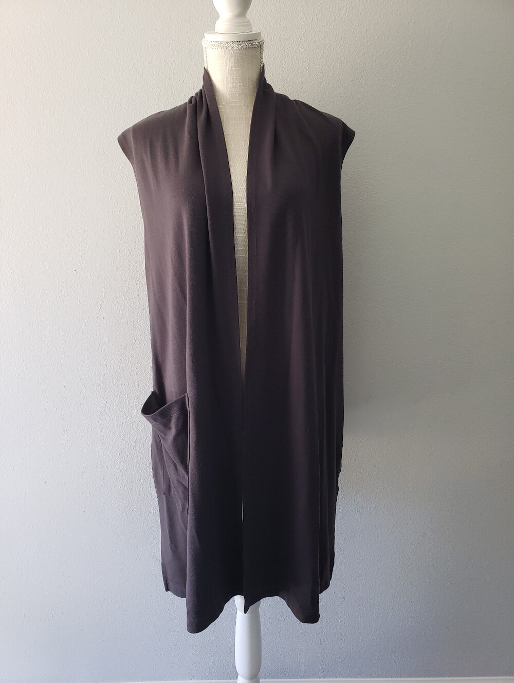 Bryn Walker Sleeveless Open Front Duster Vest Women's Size Medium, Dark Gray